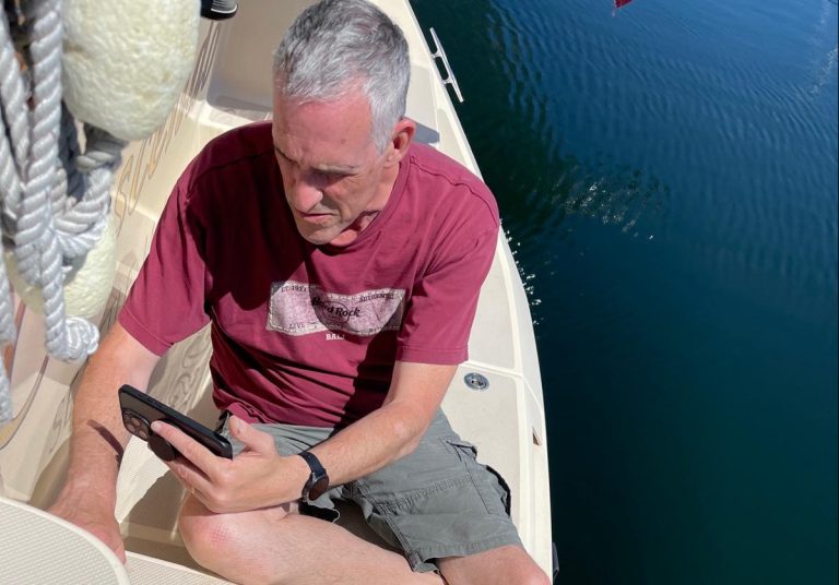 Ted Working on Stern Shower